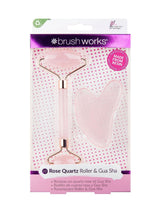 Brush Works Rose Quartz & Gua Sha Duo Set Skincare Massage Tool Set