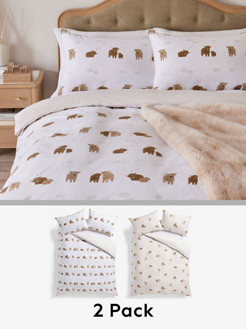 Highland Cow reversible duvet cover set, imported from the UK