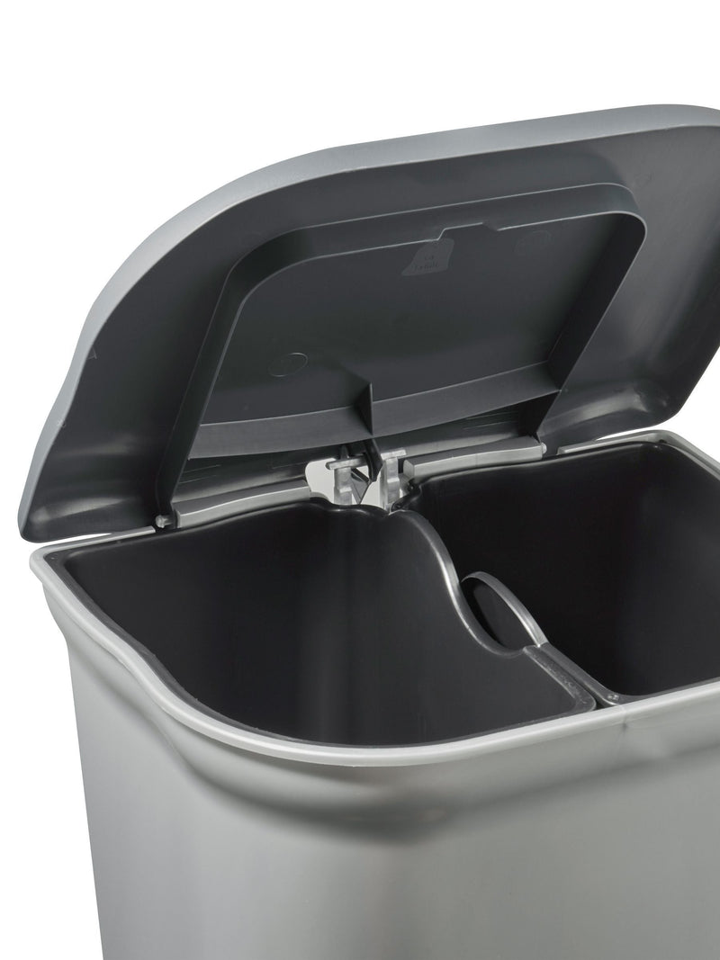 Keeeper silver and black Torge dual compartment pedal bin, UK version