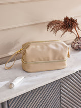 Faux Leather Makeup Bag With Zip Brush Compartment 24 x 15 x 11.5cm