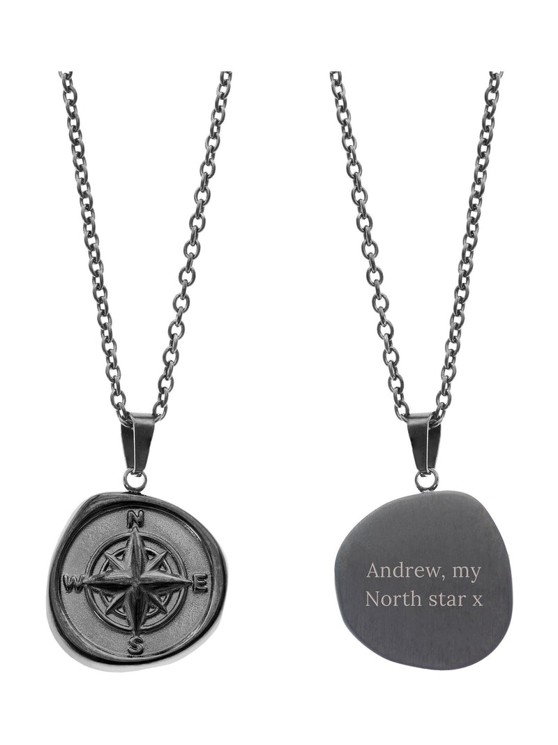 Treat Republic personalised compass amulet necklace 52cm chain, imported from the UK