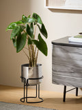 MADE.COM silver Piper plant pot 23cm height, imported from the UK