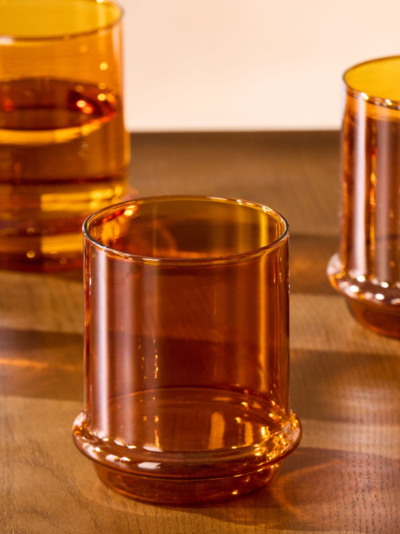 MADE.COM Set of 4 Amber Orange Theon Tumbler Glasses