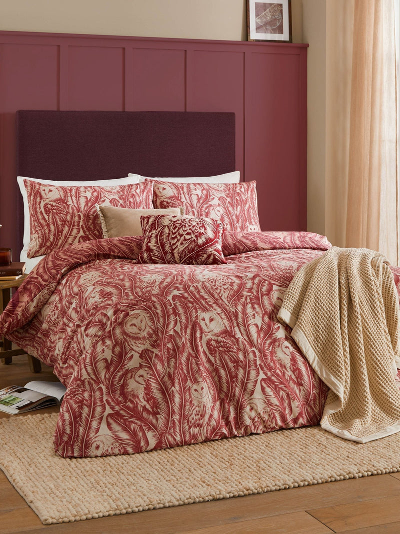 Wylder Red Wood Albus Owl Reversible Duvet Cover Set (British brand)