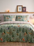 Furn Oak Green Supersoft 100% Brushed Cotton Christmas Lodge Duvet Cover Set