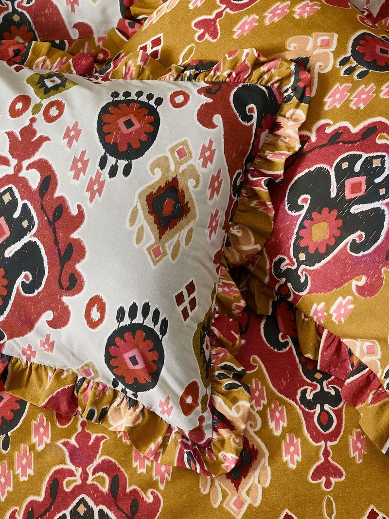 Paoletti Amber 1973 Dawson Ikat Ruffle Duvet Cover Set
