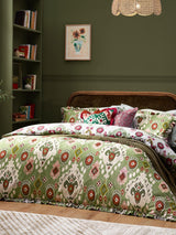 Paoletti Cedar Green 1973 Dawson Ikat Ruffle Duvet Cover Set
