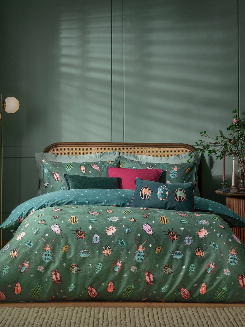 Beetalis Furn Green Jewel Reversible Duvet Cover and Pillowcase Set - British product