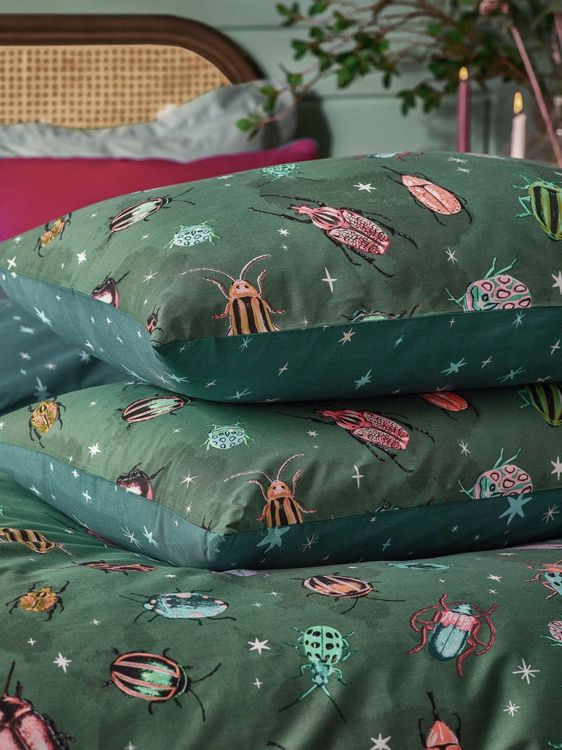 Beetalis Furn Green Jewel Reversible Duvet Cover and Pillowcase Set - British product