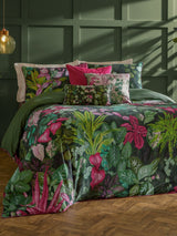 Paoletti Pink and Green Veadeiros 100% Cotton Sateen Duvet Cover Set
