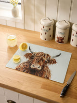 Hamish The Highland Cow Glass Worktop Saver 40x30cm
