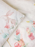 White bunny scene single duvet cover and pillowcase set (British brand)