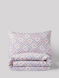 Lilac Flower Checkerboard Duvet Cover and Pillowcase Set