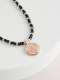 Black Beaded Coin Necklace