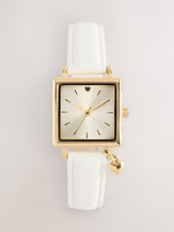 Ecru Square Heart Charm Everyday Watch 2.5cm Square