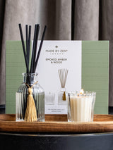 Made by Zen Riad Collection Smoked Amber And Wood Reed Diffuser Gift Set