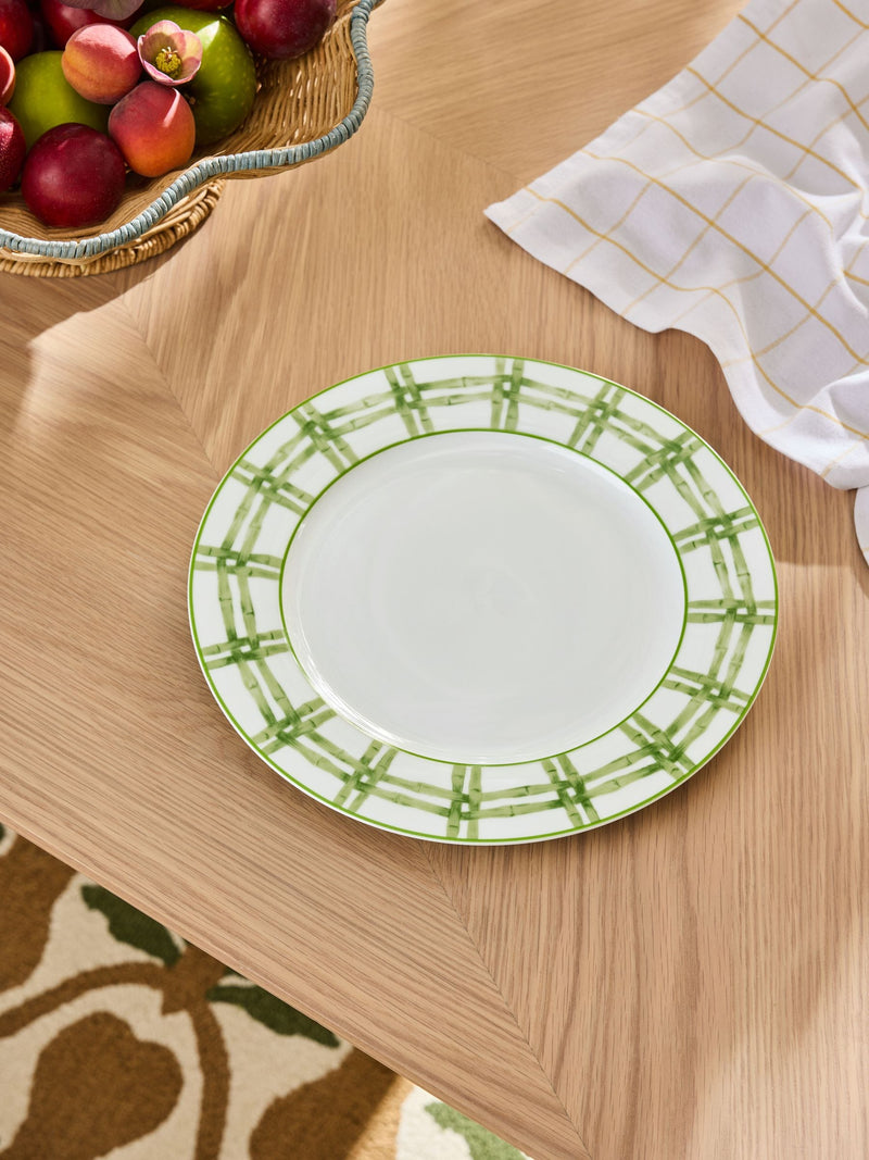 Nina Campbell green/white bamboo plates, set of 4, imported from the UK
