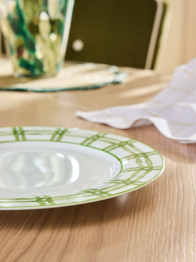 Nina Campbell green/white bamboo plates, set of 4, imported from the UK
