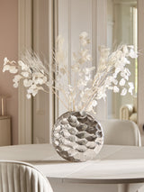 Silver Metal Scalloped Vase Decorative Home Vase 29cm Height