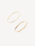 Duo Bangle Bracelet Set with Signature Logo and Crystal Stones, Brass and Enamel, Boxed