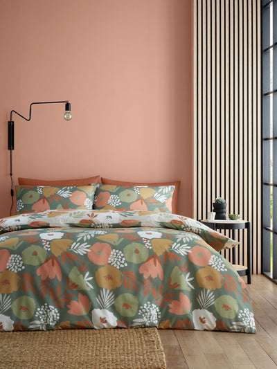 Fusion Green Yasmin Easycare Floral Duvet Cover Set