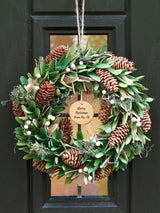 Dibor Personalised Christmas Wreath Natural Winter Home Decor 35cm