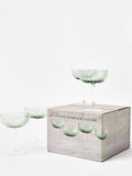 Oliver Bonas Green Elena Swirl Champagne Saucers Set of Four