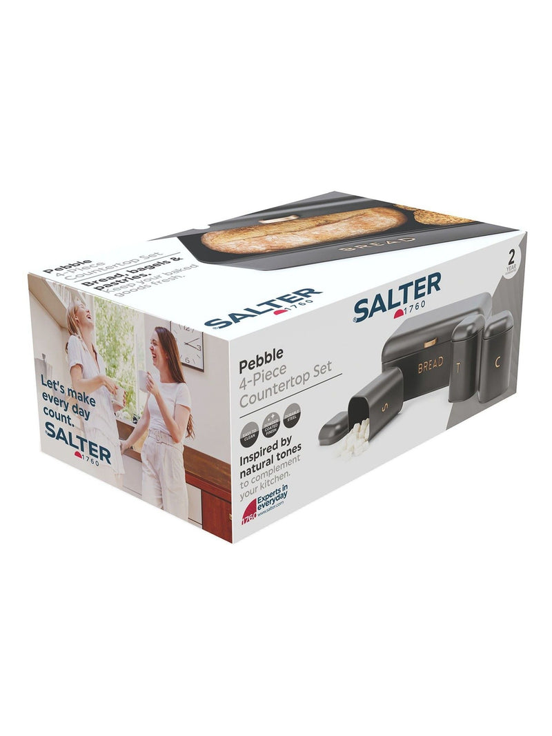 Salter Charcoal Pebble 4-piece countertop storage set (British brand)