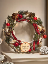 Dibor Personalised Woodland Berries Light Up Christmas Wreath 30cm