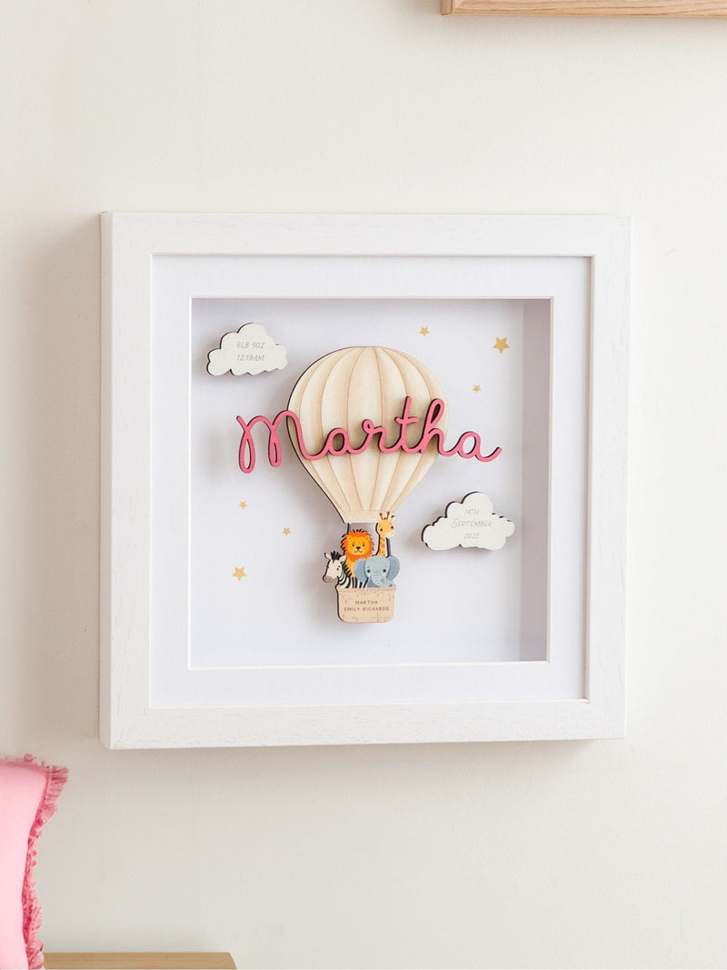Hot Air Balloon Keepsake Print with Cut-Out Name by No Ordinary Gift