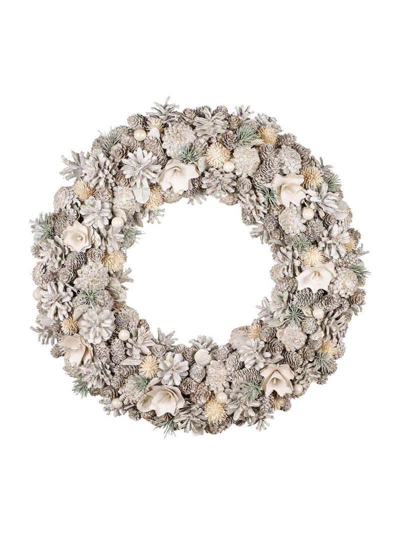 Dibor White Giant Snowy Meadow Wreath 50cm - British product