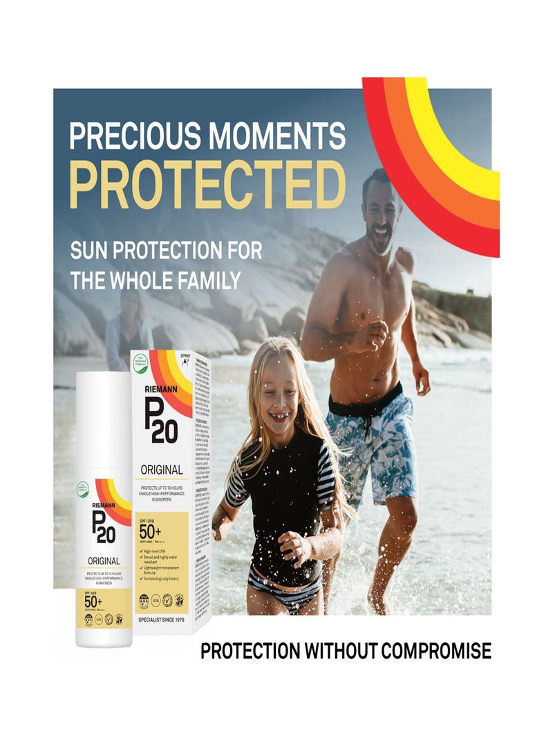 P20 Original SPF 50+ Oil Spray Suncream 100ml, imported from the UK