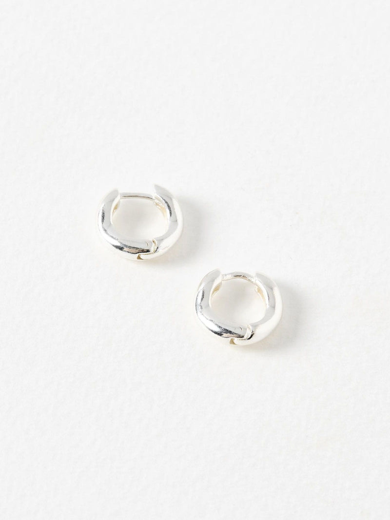 Oliver Bonas Silver Tone Ona Ripple Wave Silver Plated Huggie Hoop Earrings Small