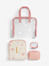 Set of 4 Pink Alphabet Makeup Bags - Assorted Sizes