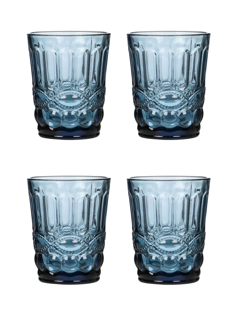 Dibor blue embossed tumbler glasses 4 Pack - British product