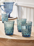 Dibor blue embossed tumbler glasses 4 Pack - British product