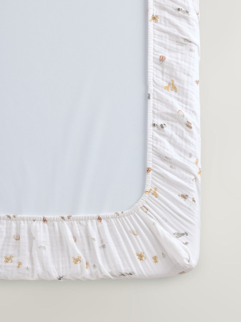 Mini jungle baby muslin fitted sheets 2 pack, imported from the UK