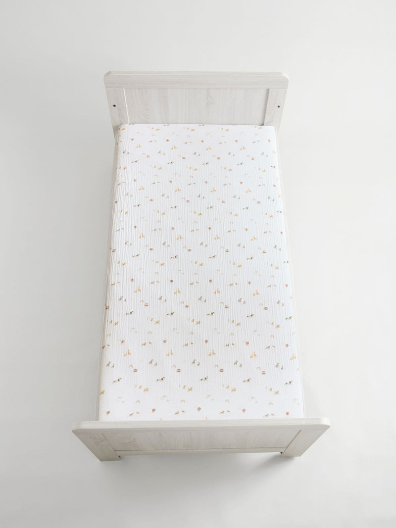Mini jungle baby muslin fitted sheets 2 pack, imported from the UK