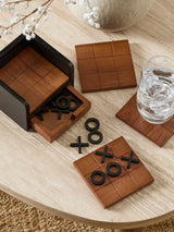 Set of 4 Natural Bronx Noughts and Crosses Game Coasters
