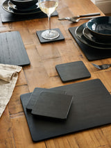 Black Wooden Placemat and Coaster Set of 4
