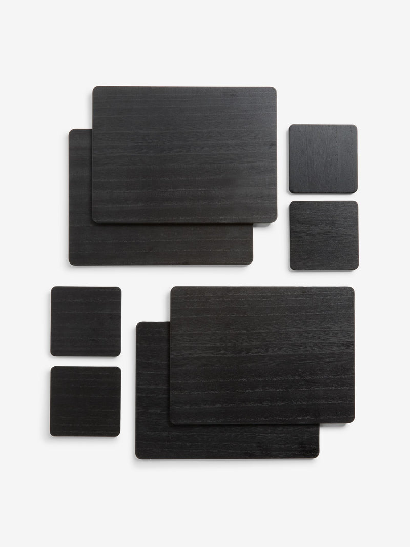 Black wooden placemat and coaster set of 4 - British product