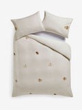 Natural Stripe Pumpkin Brushed Cotton Duvet Cover and Pillowcase Set