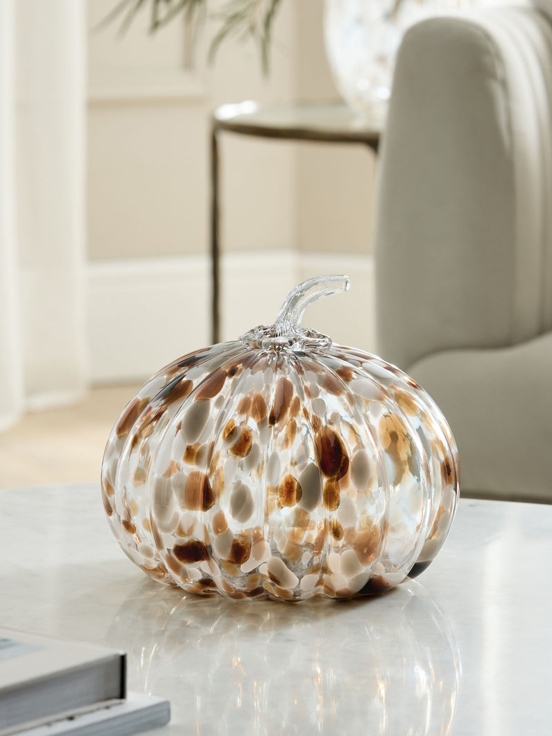 Brown/Natural confetti glass pumpkin ornament - British product