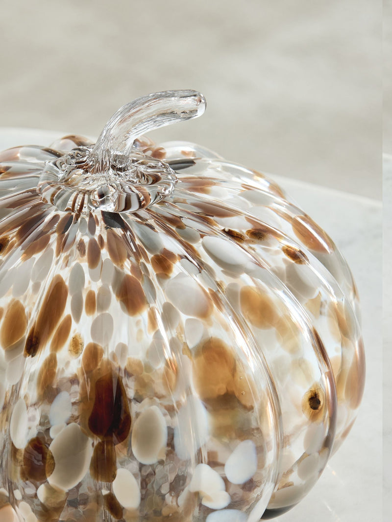 Brown/Natural confetti glass pumpkin ornament - British product