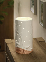 White Ceramic Woodland Scene Hurricane Candle Holder 22.5cm