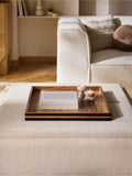 Brown wooden extra large square decorative tray 54cm - British product