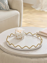 White Bronx Wooden Wiggle Tray 30.5cm Round Decorative Tray