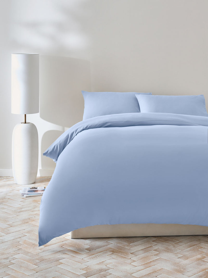 Pale Blue Non Iron Simply Soft Microfibre 1 Pack Duvet Cover and Pillowcase Set