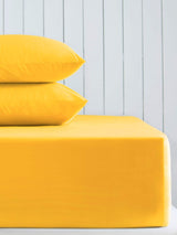 Bright Yellow Cotton Rich Extra Deep Fitted Bed Sheet