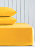 Bright yellow cotton rich extra deep fitted bed sheet - British product